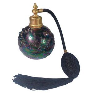 Vintage Amethyst Iridescent Carnival Art Glass Perfume Atomizer IW Rice  Tassel